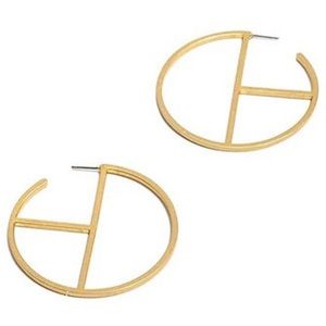 Madewell- Goldtone Brushed Geometric Hoop Earrings